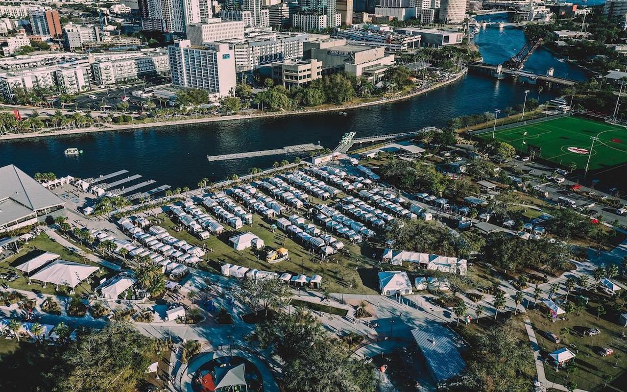 Downtown Tampa's Gasparilla Festival of the Arts happens at Julian B. Lane Riverfront Park in Tampa, Florida on March 2-3, 2024.