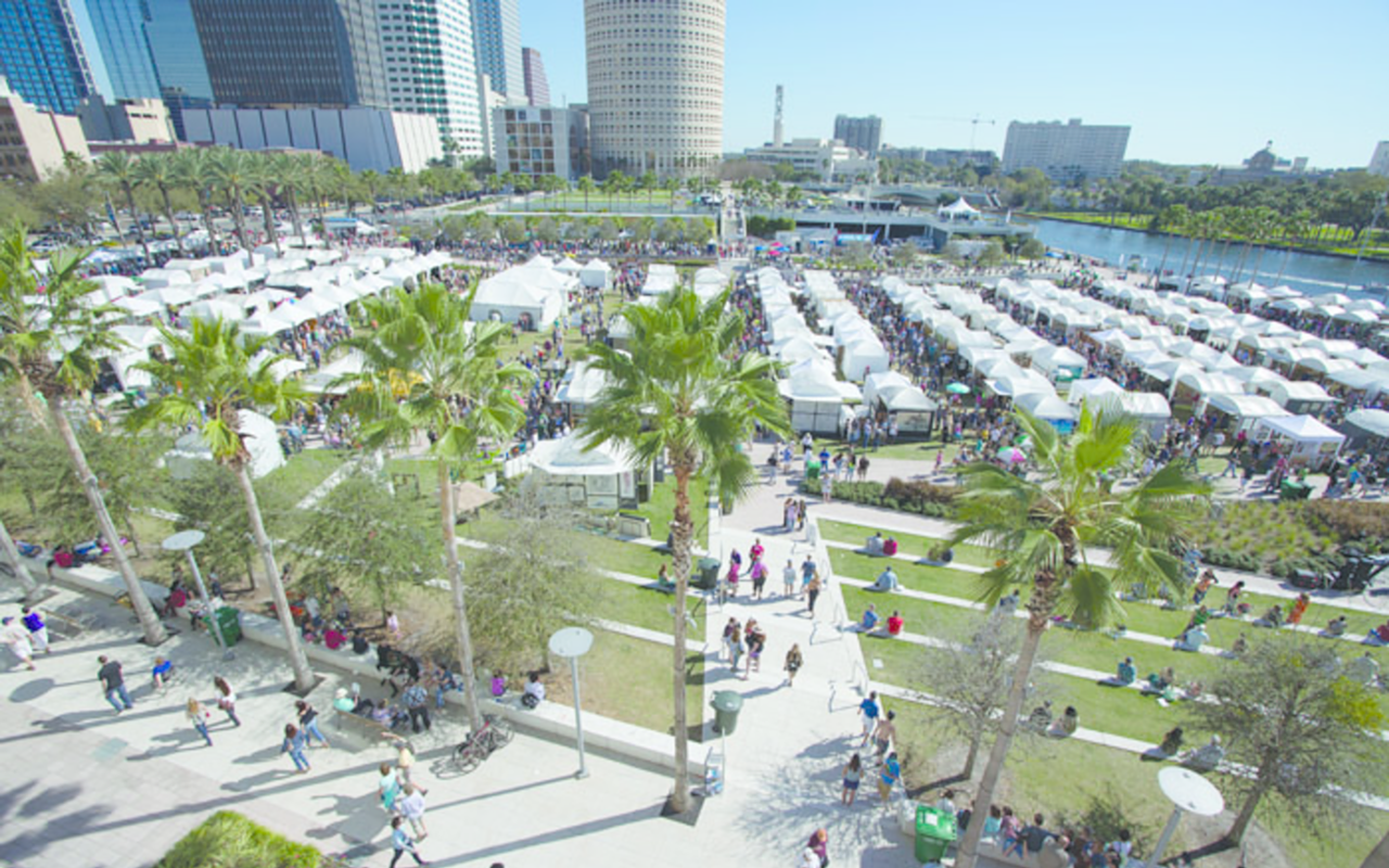 An aerial view of the festival in Curtis Hixon Park.