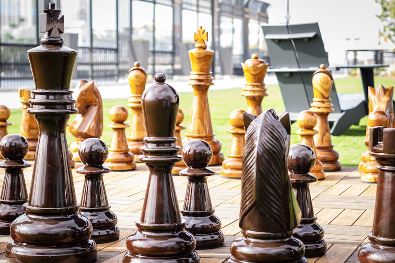 Jumbo chess is one highlight of the lawn.