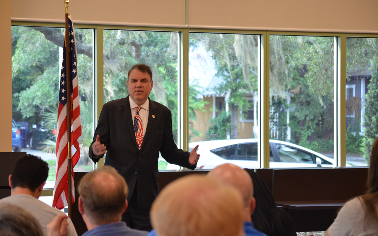Democratic Rep. Alan Grayson spoke at a town hall meeting in Tampa about his bid for Florida's U.S. Senate and his standing on political issues Thursday.