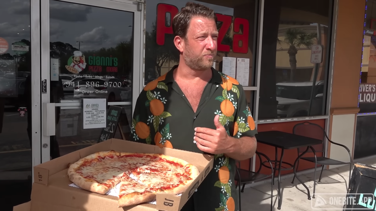 Gianni's Pizza &amp; More (7.3)4925 FL-64, BradentonSomeone stole Portnoy’s first pie here, and he was worried staff undercooked the replacement pizza since he was waiting. “The most basic 7.3 I've ever had in my life. It's just like a straight fastball, really not a lot of movement,” he said. “Good, not great pie, that's all this is.”Photo via One Bite Pizza Reviews/YouTube (screengrab by Creative Loafing Tampa Bay)