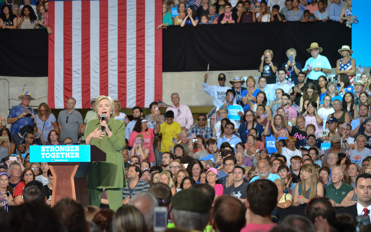 Clinton, presumptive democratic nominee for president, campaigning in Tampa Friday.