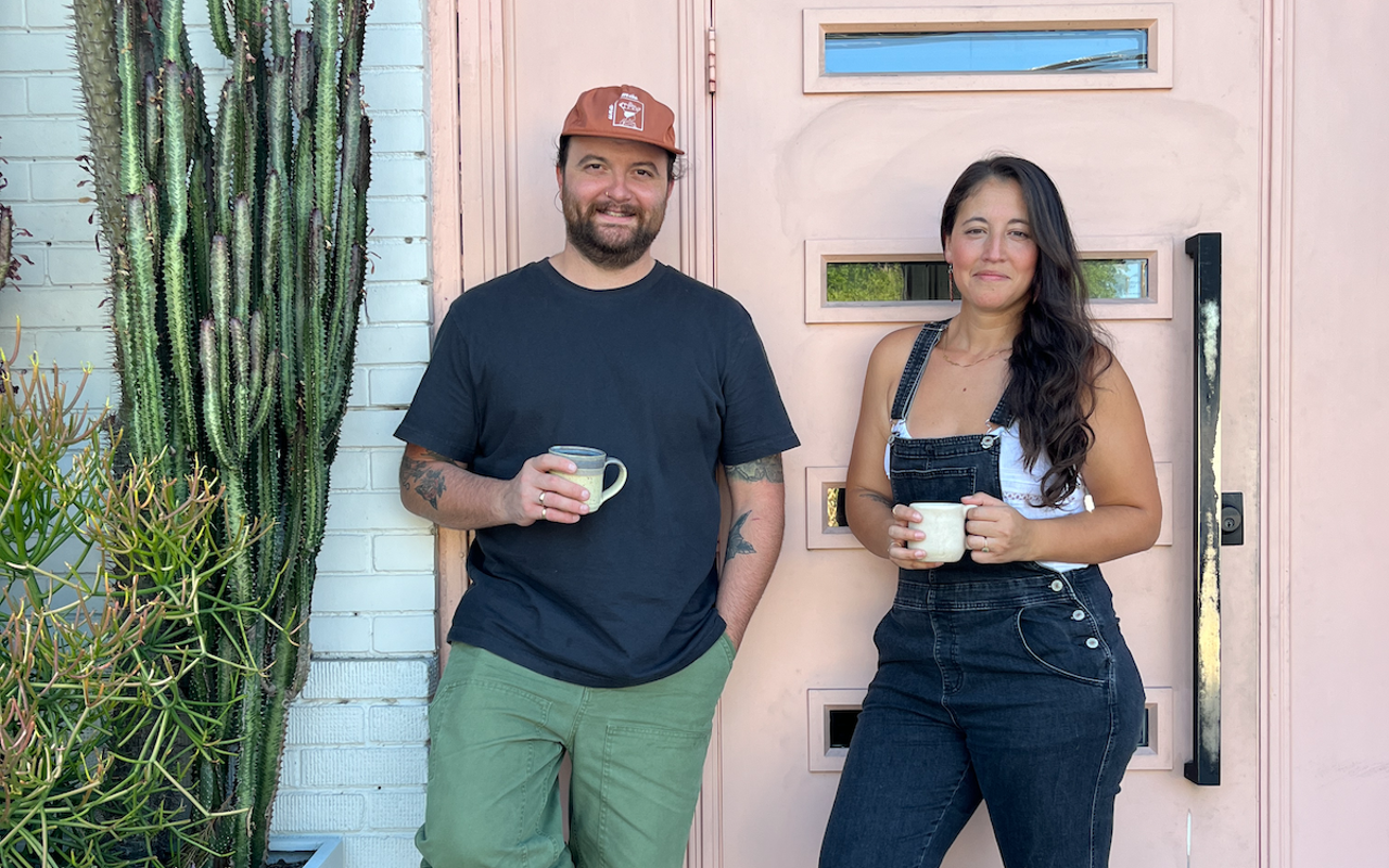 Una Más' Curt Hensley (L) and Paola Chamorro Ward outside Fancy Free Nursery in Tampa, Florida.