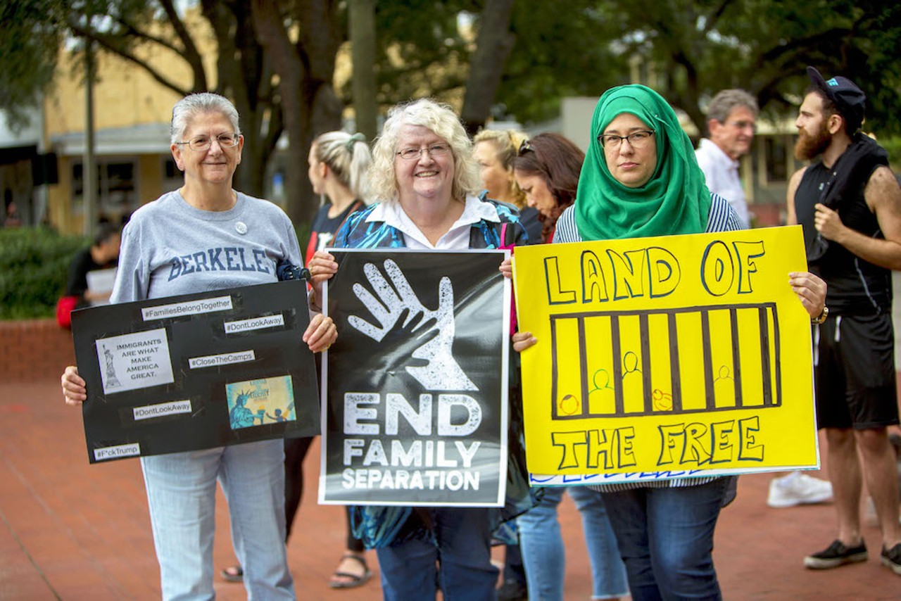 Hundreds gathered in Ybor City to protest ICE at the 'Lights for Liberty' vigil
