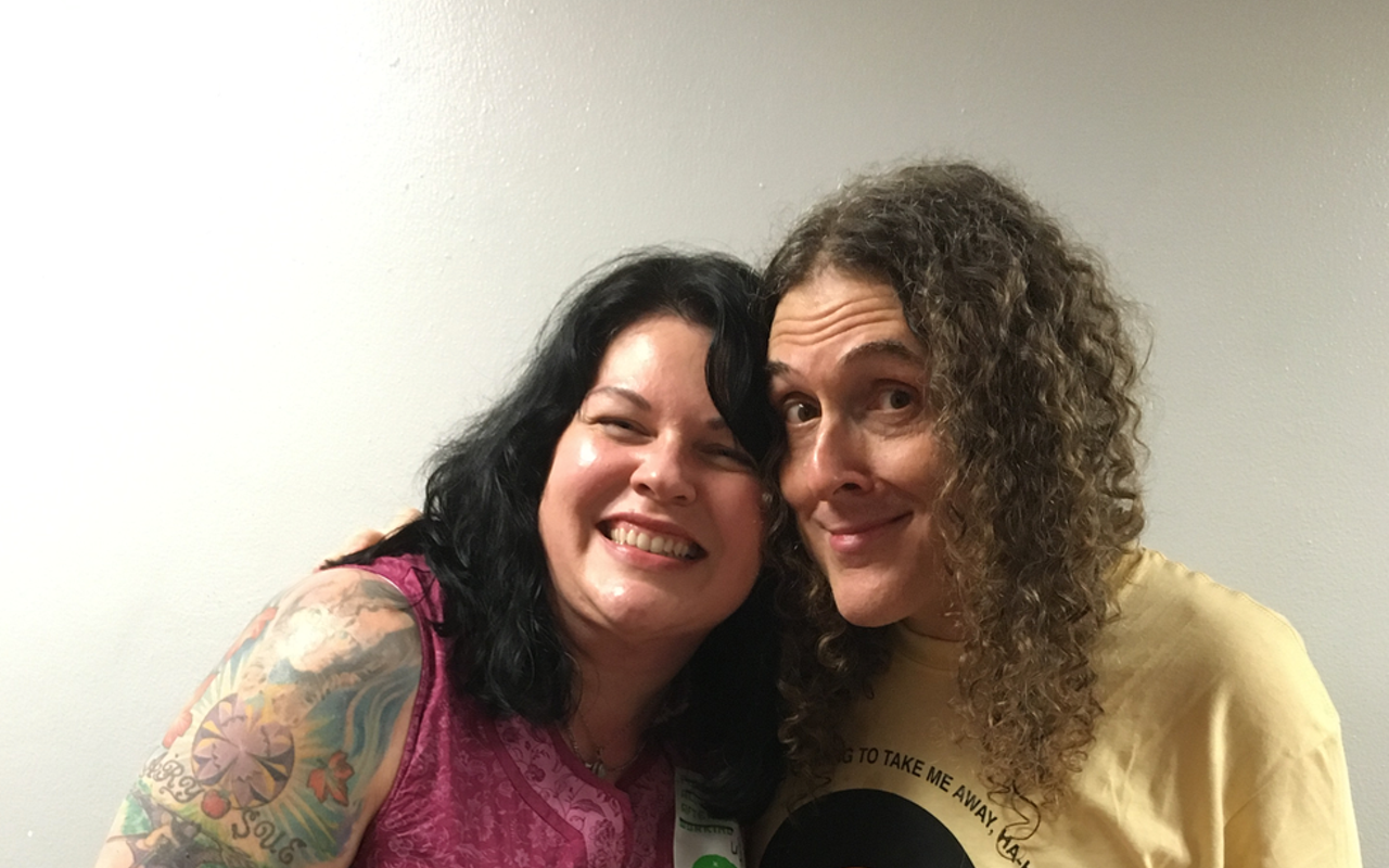Weird Al Yankovic and Luci. This is not the Gary Busey face, although it may be the "I just peed a little" face.