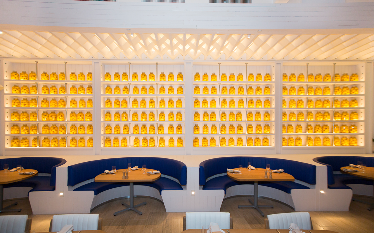 A focal point of Tampa's soon-to-close Grey Salt is its eye-catching lemon wall.