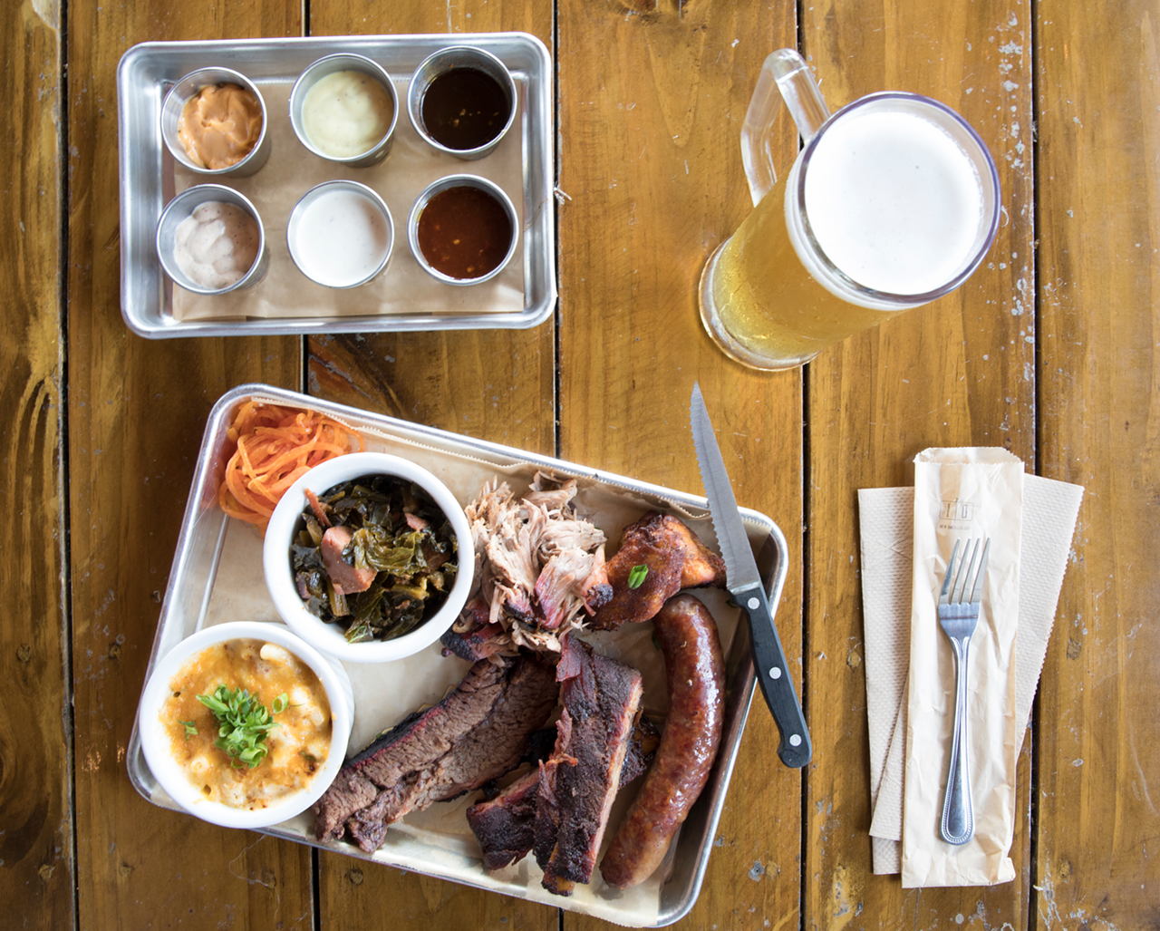 A great way to sample Iron Oak New American BBQ's smoked goodness is to order The Cycle.