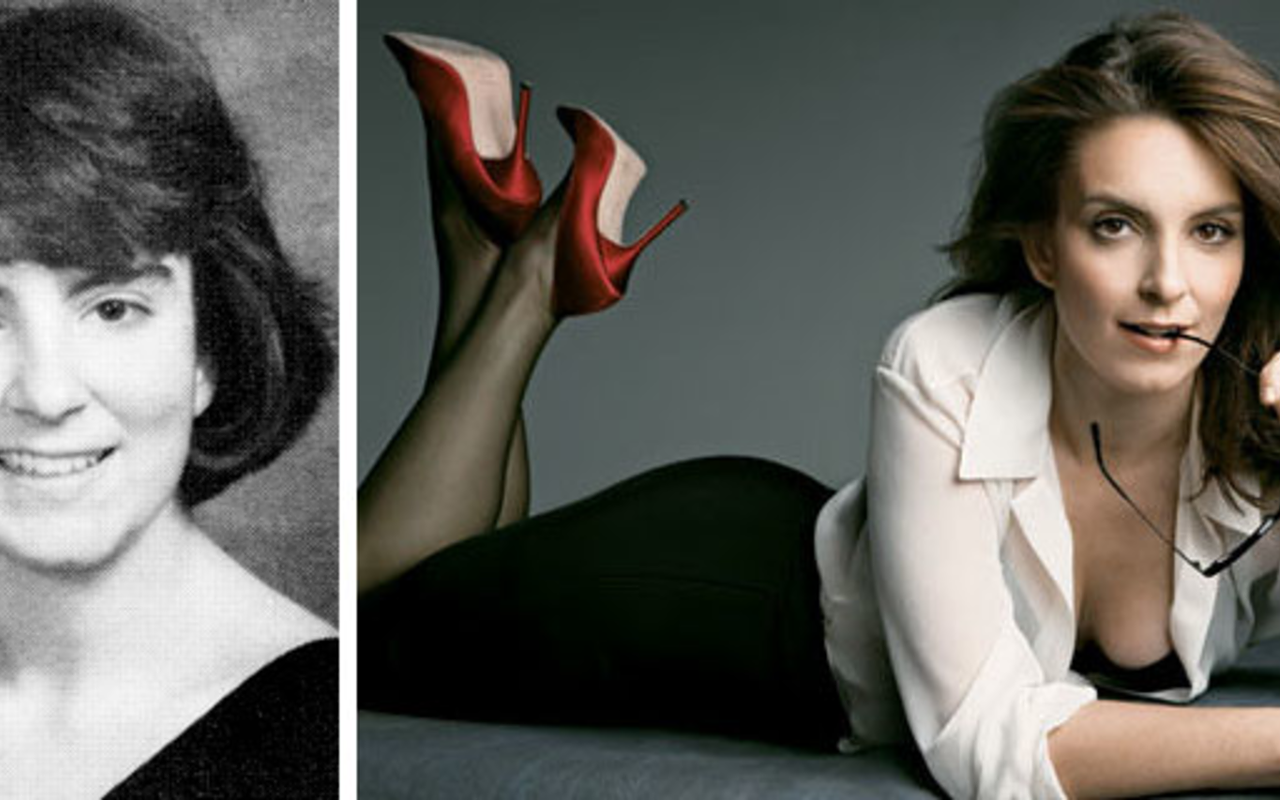 Tina Fey in high school and now.