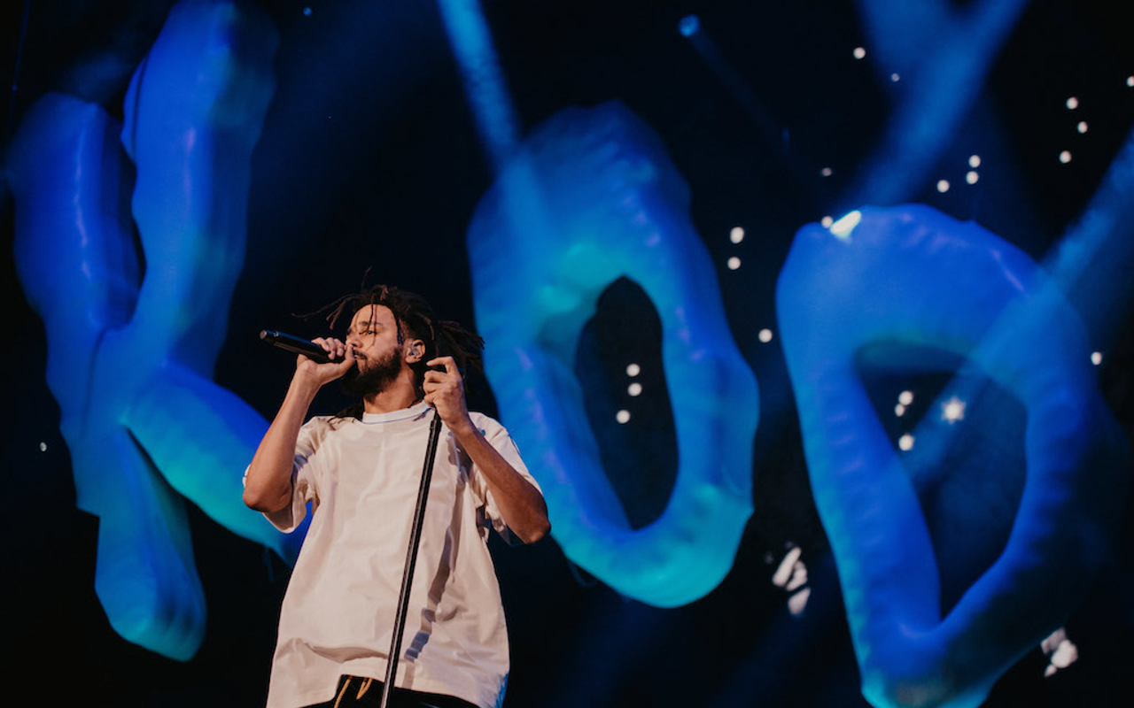 J. Cole plays Amalie Arena in Tampa, Florida on August 11, 2018.