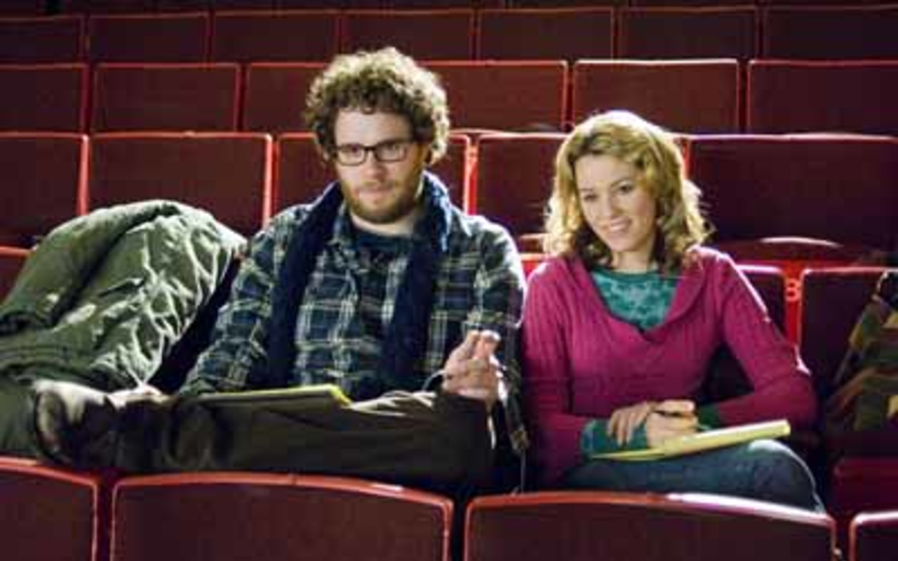 FROM CASH-STRAPPED TO STRAP-ONS: Seth Rogen and Elizabeth Banks are roommates who resort to making blue movies in Zack and Miri Make a Porno.