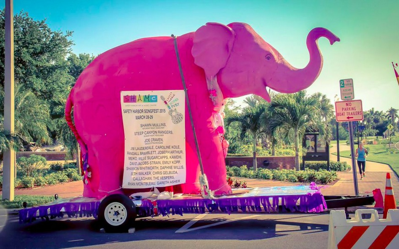KEEP ON TRUNKIN':  Kumpa's pink elephant welcomed visitors to SHAMc's recent Songfest on Safety Harbor's waterfront.