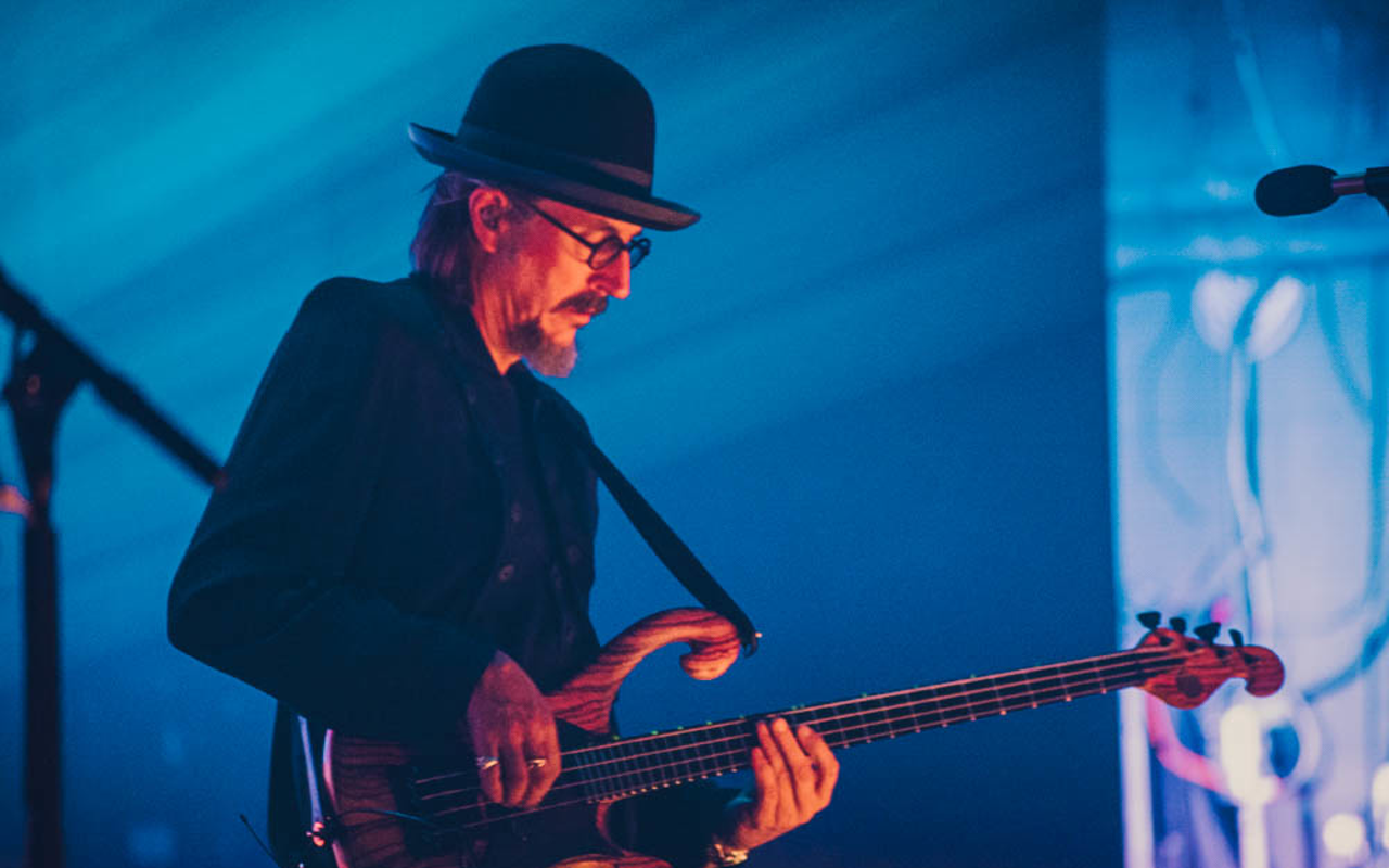 Les Claypool playing Clearwater's Ruth Eckerd Hall in 2017 during a Primus gig.