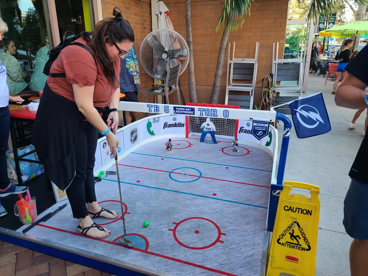 One of the unique mini-golf holes for the 2023 Links For Our Library Mini-Golf Pub Crawl.