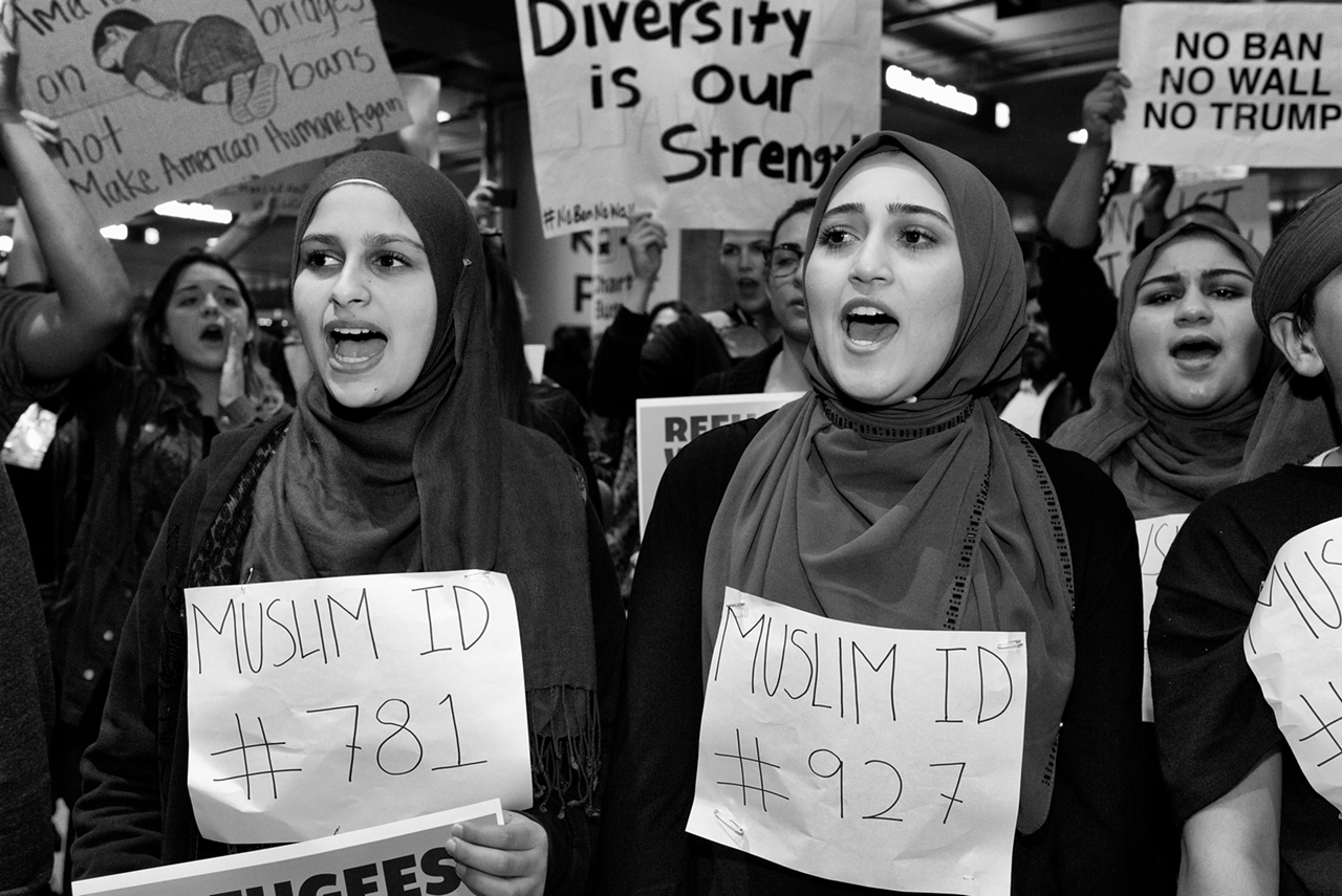 "Muslim Ban Protest at LAX" won second place in the Documentary, Social, and Political Journalism category.