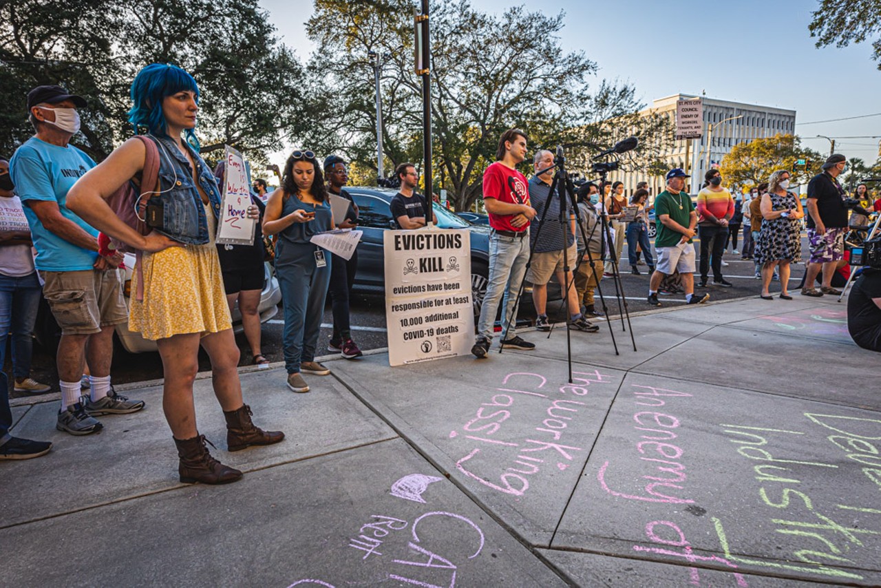 Outside St. Pete City Hall, residents demanded rent control now