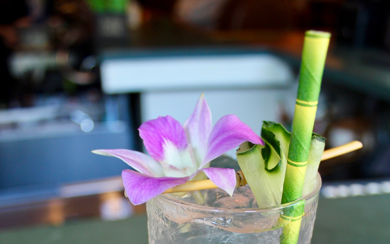 Saigon Blonde's tropical paper straw.