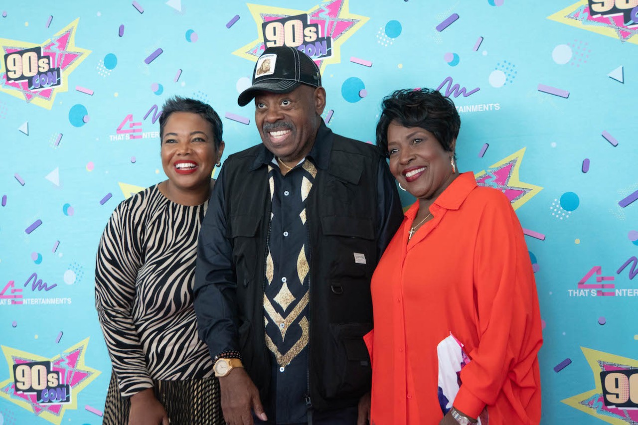 Family Matters' Kellie Williams (daughter Laura Winslow), Jo Marie Payton (Harriette Winslow), and Reginald VelJohnson (Carl Winslow).