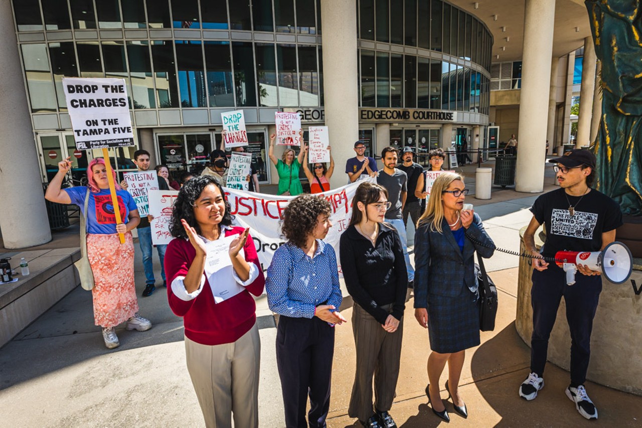 Photos: Activists rally for USF students facing charges after DEI protest