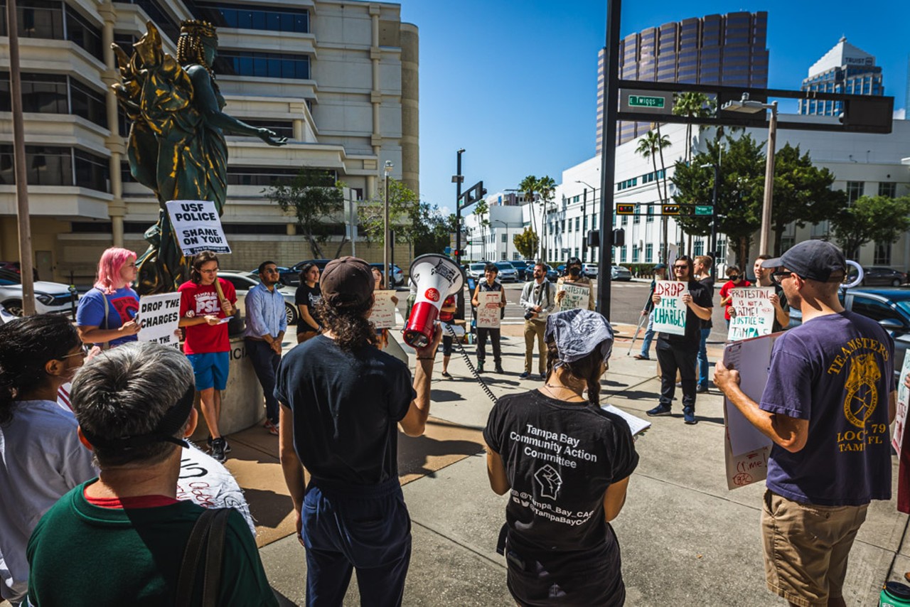 Photos: Activists rally for USF students facing charges after DEI protest