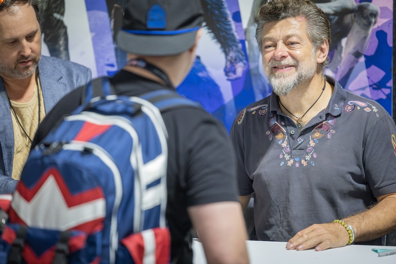 Andy Serkis greets fans at Tampa Bay Comic Con in Tampa, Florida on Aug. 23, 2024.