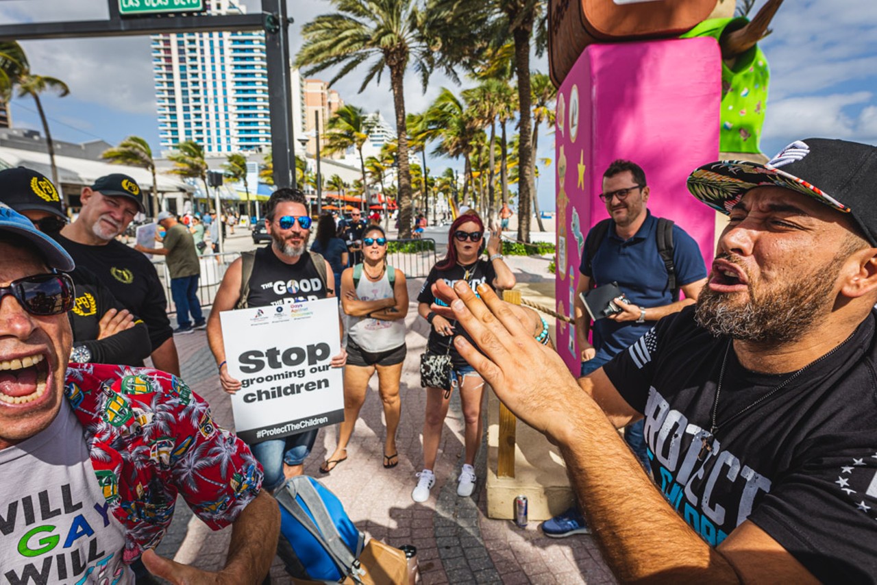 Photos: Florida trans-rights advocates clash with Proud Boys at Moms for Liberty rally last weekend