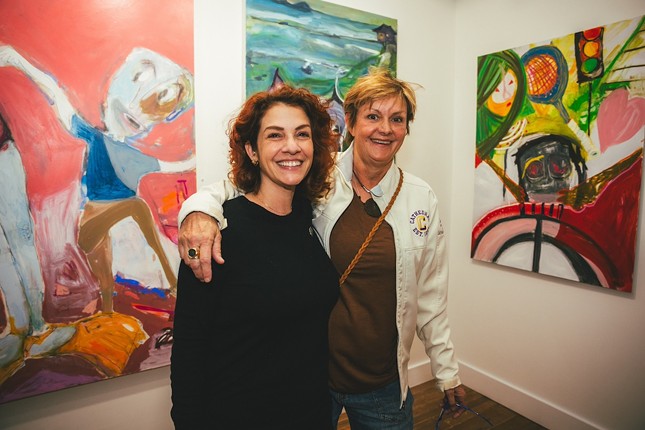 Tempus Projects founder Tracy Midulla (L) and Lisa McCarthy at Kress Collective in Ybor City, Florida on Jan. 18, 2024.
