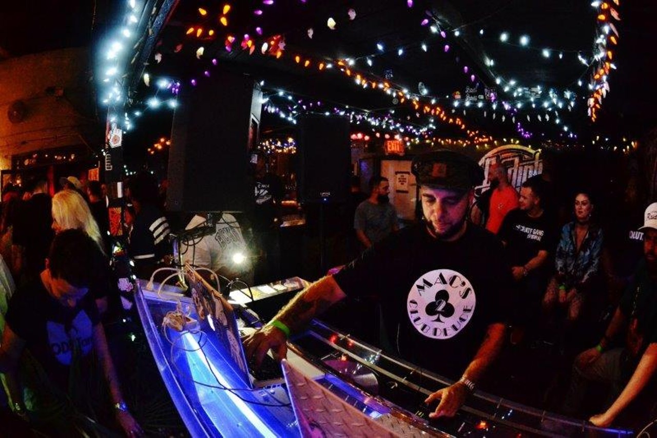 Photos of DJ Izm and DJ Wonder rocking for Ybor City's Ol' Dirty Sundays at Crowbar