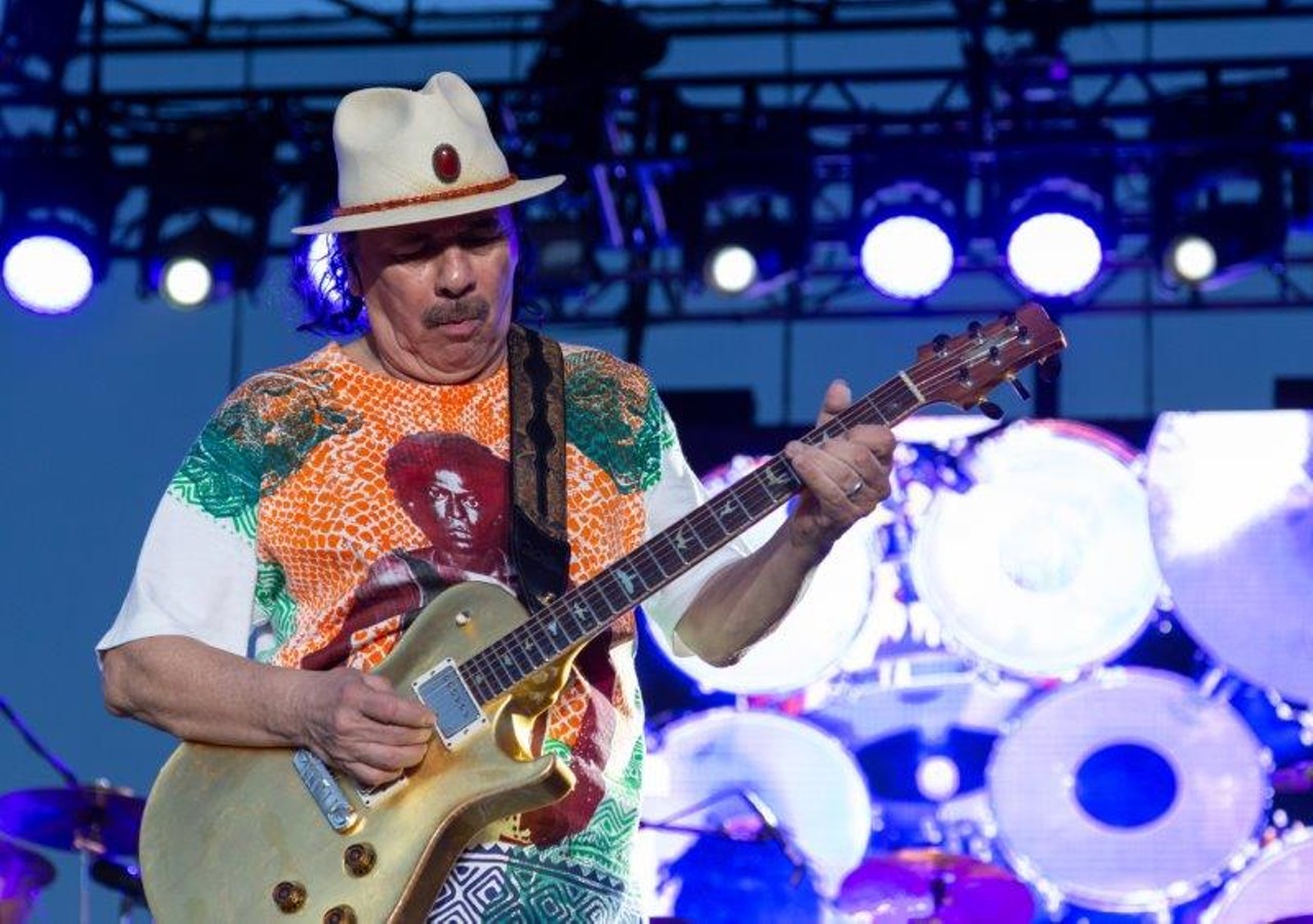 Photos of Santana making a serious guitar face at St. Petersburg's Al Lang Field
