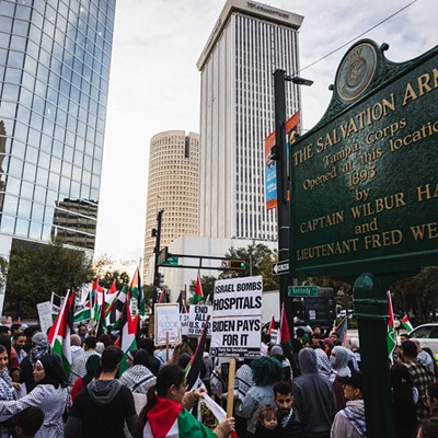 Photos: Pro-Palestine activists stop traffic in downtown Tampa as part of worldwide global strike