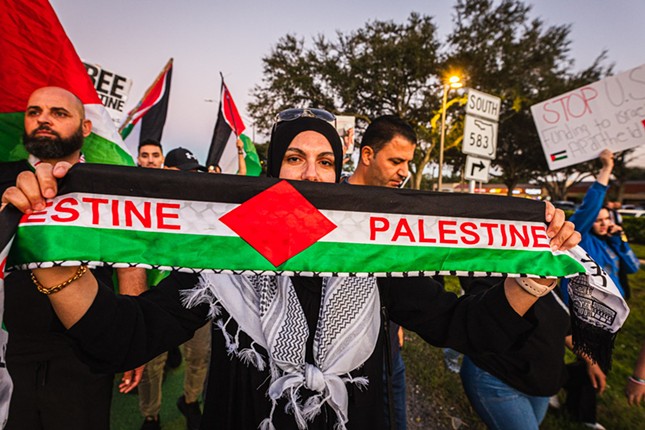 Pro-Palestinian groups during a vigil in Tampa, Florida on Oct. 17, 2023.