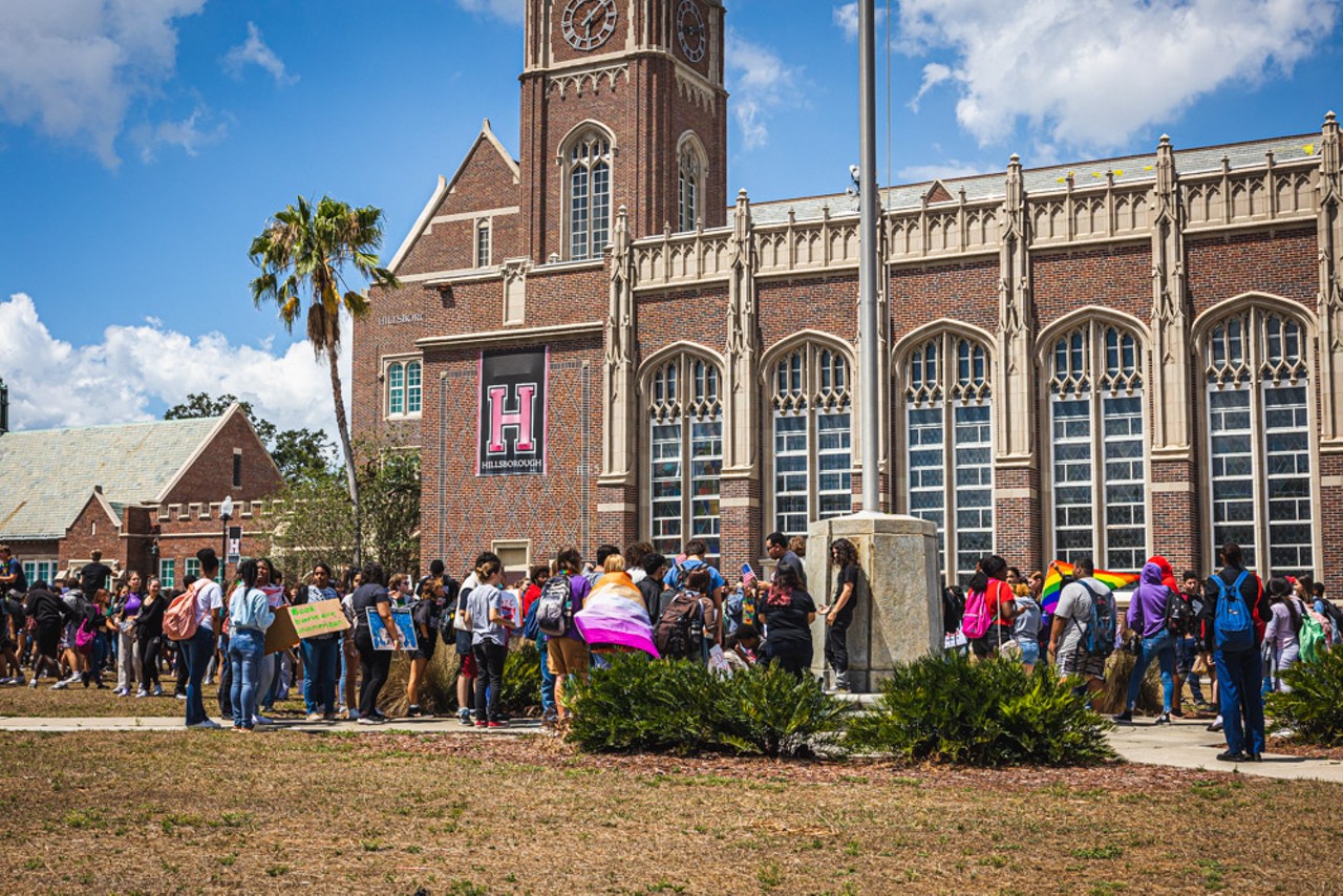 PHOTOS: Tampa Bay students and faculty stage walk out in protest of state's attacks on LGBTQ+ and diversity policies