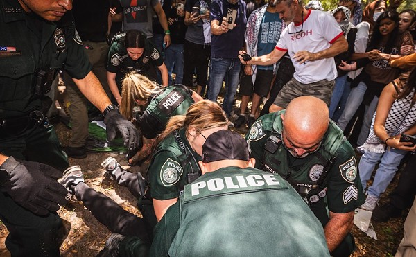 Police arresting people at the University of South Florida in Tampa, Florida on April 29, 2024.
