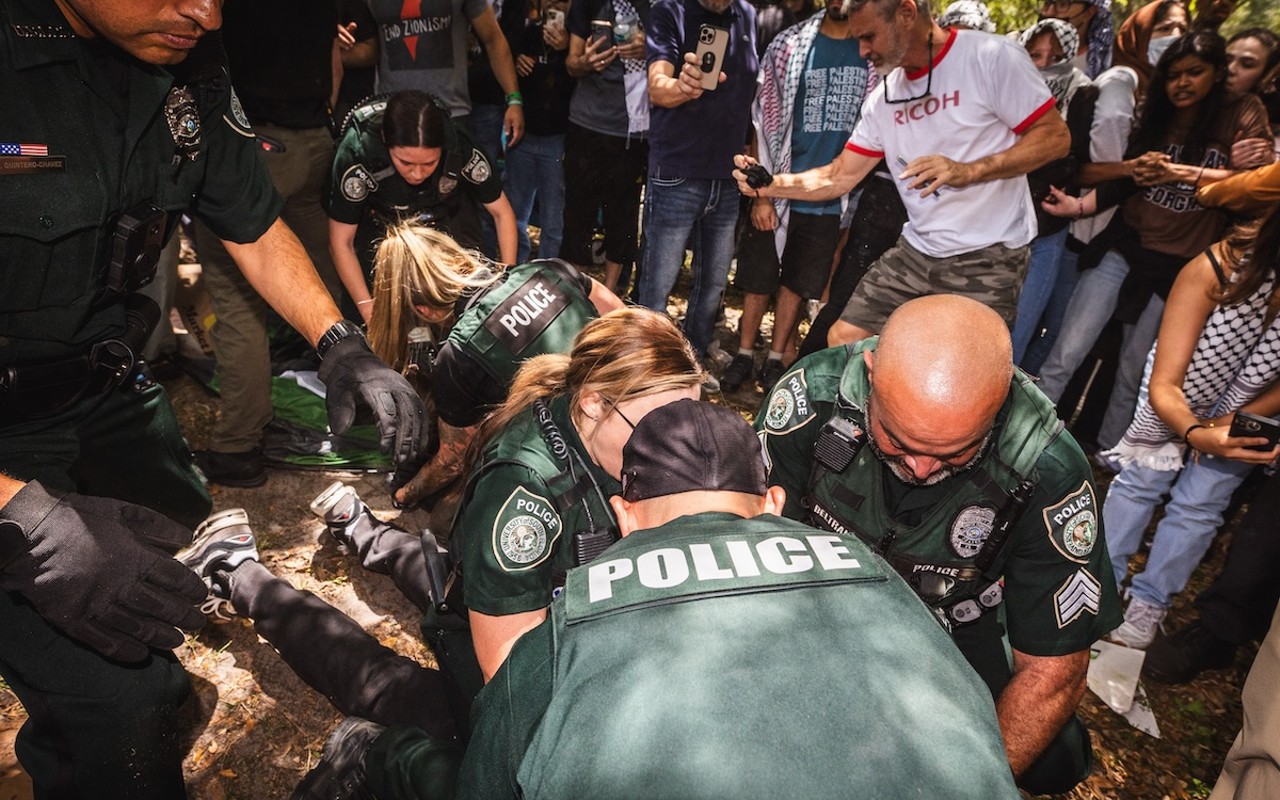 Police arresting people at the University of South Florida in Tampa, Florida on April 29, 2024.
