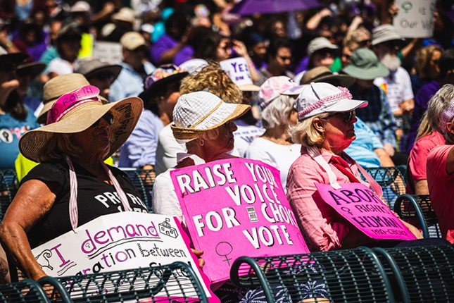 Pro-choice activists in Orlando, Florida on April 13, 2024.