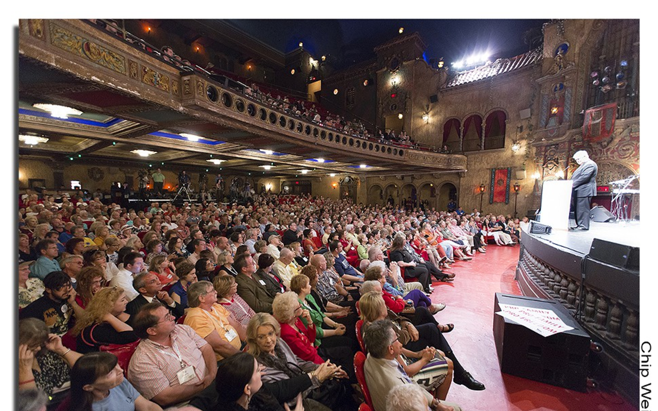 Attentive crowd at the Tampa Theater Faith and Freedom Coalition listens to Newt Gingrich