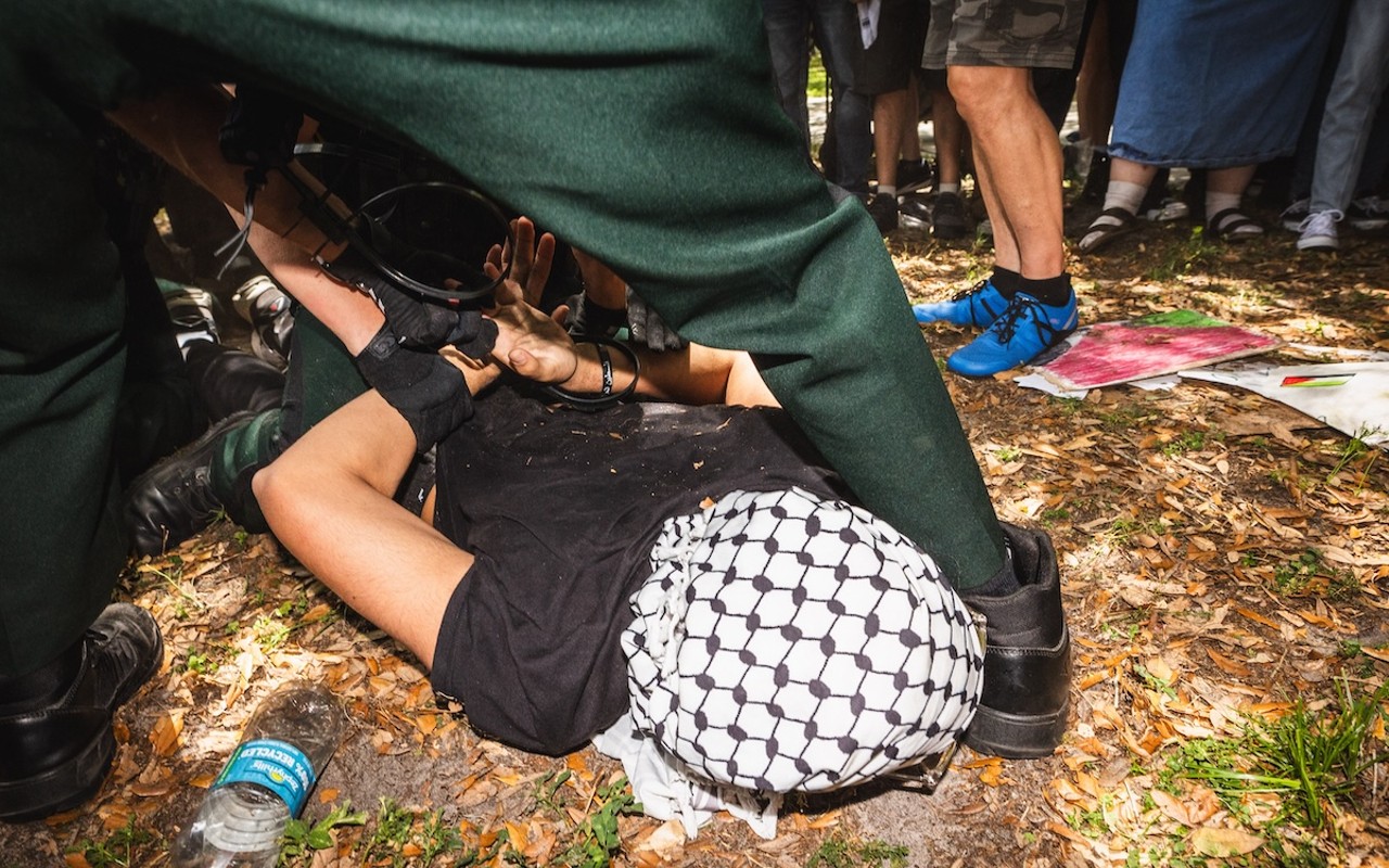 Police arrest multiple students and activists at pro-Palestinian rally at USF's Tampa campus on April 29.
