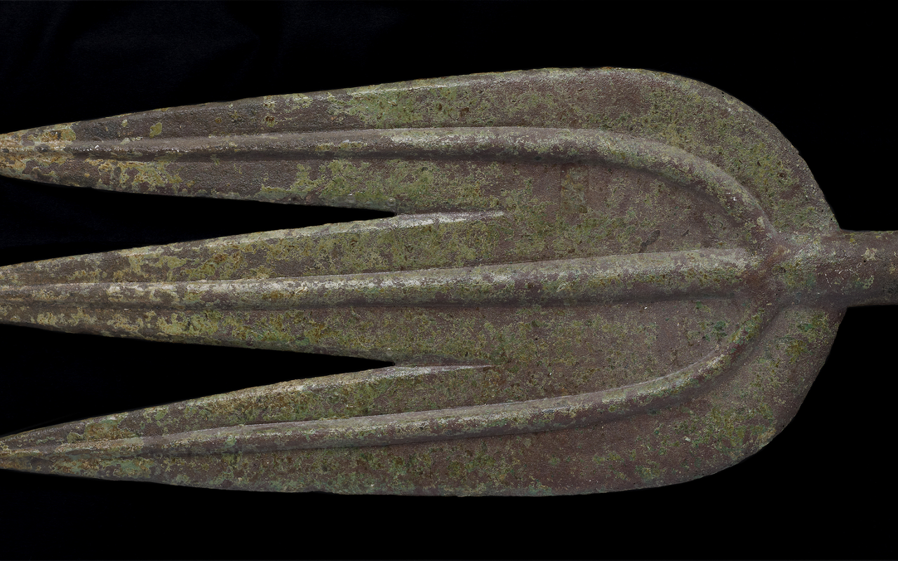 OLD SPORKY: A 200-pound bronze trident may have been held by a giant Poseidon statue.

