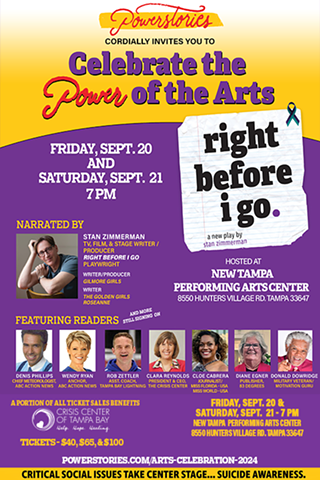 Powerstories' "A Celebration of the POWER of the Arts" featuring Hollywood's Stan Zimmerman and his play, "Right Before I Go"