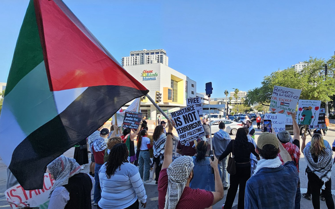Pro-Palestinian protesters in Tampa, Florida on April 15, 2024.