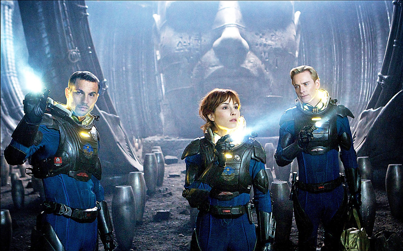 SETI GOES MOBILE: Logan Marshall-Green, Noomi Rapace and Michael Fassbender search for E.T. in Prometheus.