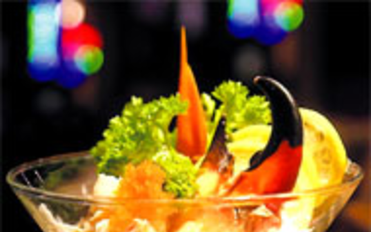 STONE COLD: Stone crab sushi, offered in winter 
    months for $11.50.