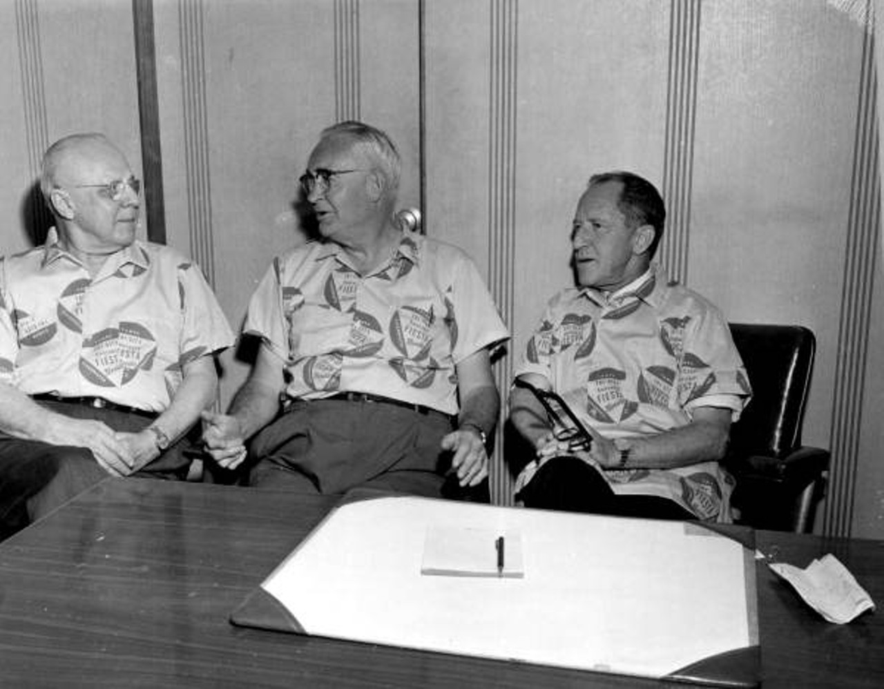 Founders of Webb's City department store - Saint Petersburg, Florida. From L to R: Mr. Bunie Webb, Bill Jones, and James Earl "Doc" Webb. 1961.