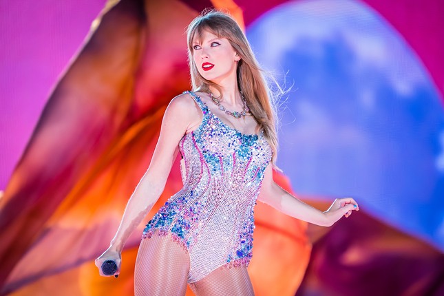 Taylor Swift plays Raymond James Stadium in Tampa, Florida on April 13, 2023.