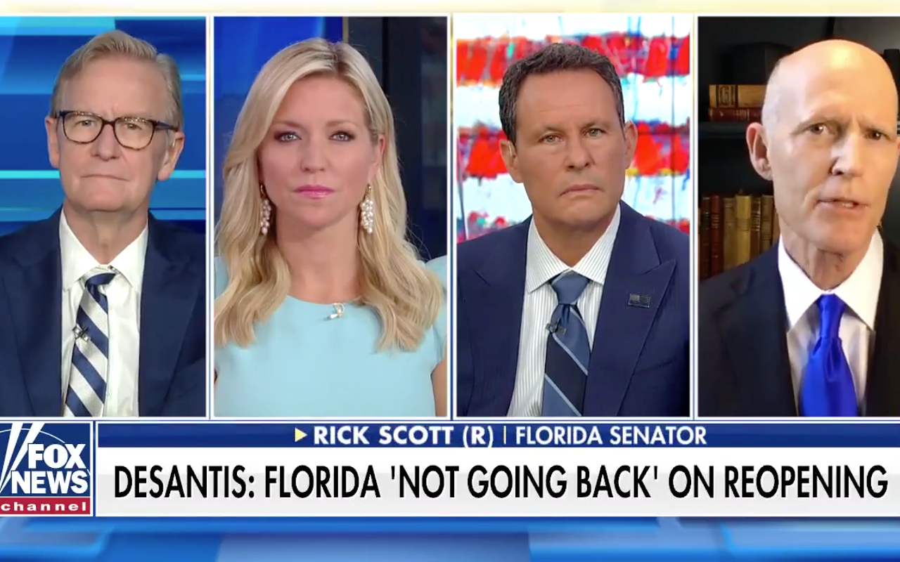 Rick Scott tells Fox News that Florida doesn’t need a statewide mask order, the same day state sets new record for COVID-19 cases