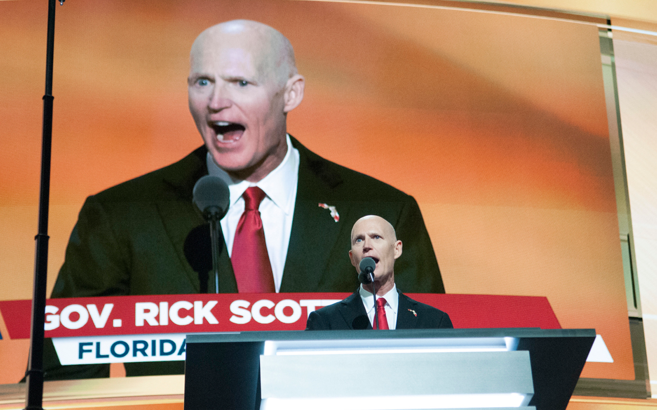 Florida Governor Rick Scott speaking at the Republican National Convention.