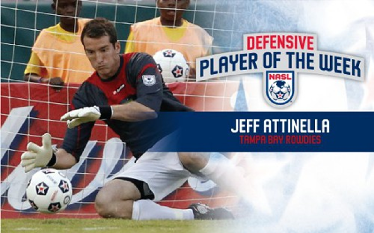Jeff Attinella got in on the act for receiving player of the week honors when he was named the NASL Defensive Player of the Week on Monday after making four saves in the win over Minnesota.