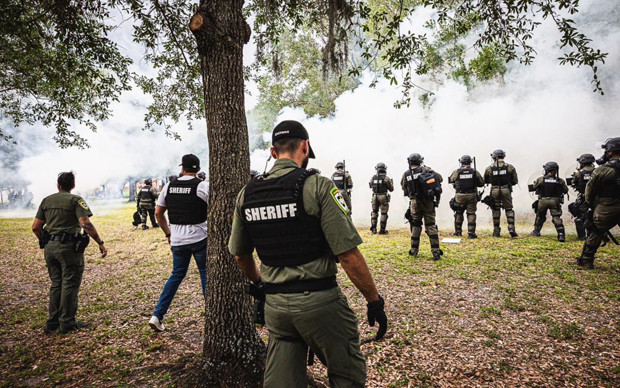 Tear gas being fired into crowd at USF pro-Palestine rally in late April, 2024.