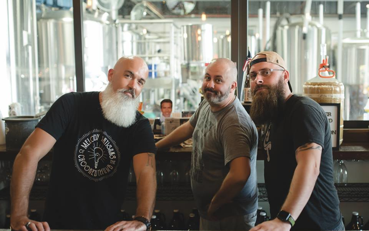 Joshua Reilly (L), who hosts Crooked Thumb Brewery's Melody Artisan Series in Safety Harbor, Florida.