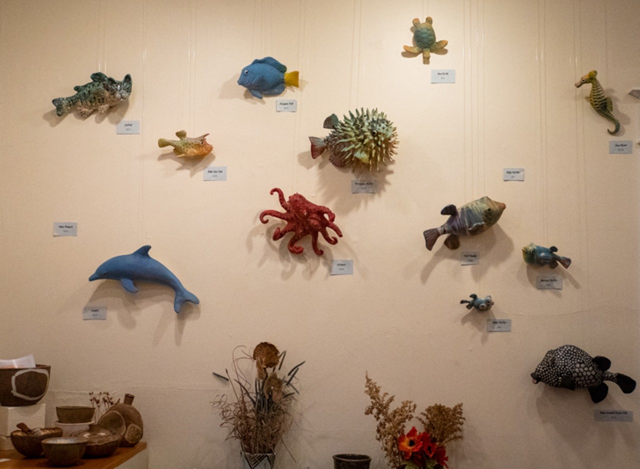 These saltwater fish sculptures, found at Craftsman House, are by New York artists Alan and Rosemary Bennett.