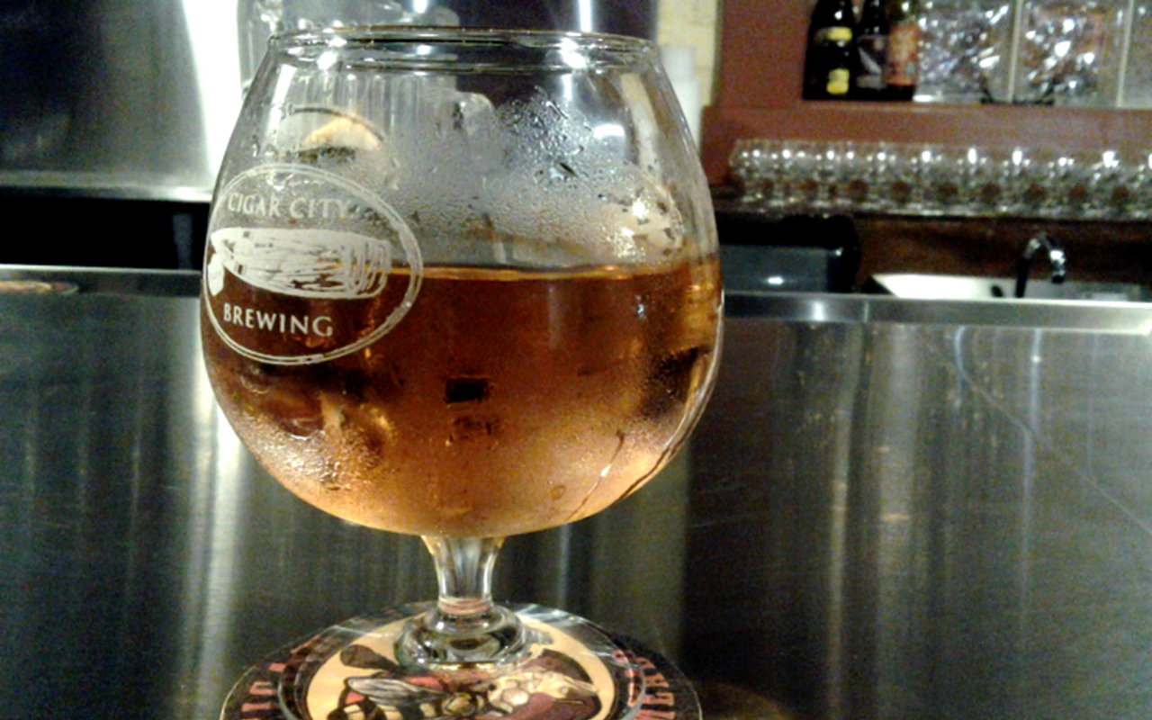 Cigar City's Crying Game cider, with honey dew, cucumber and cantaloupe.